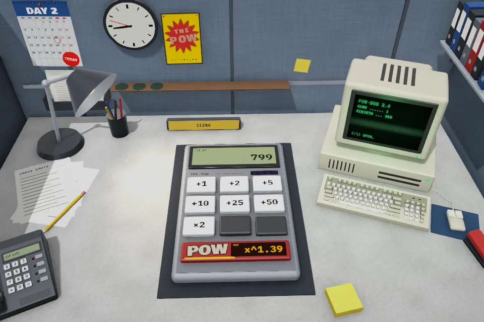 Calculadora 2: Pocha, sobre la mesa de la oficina