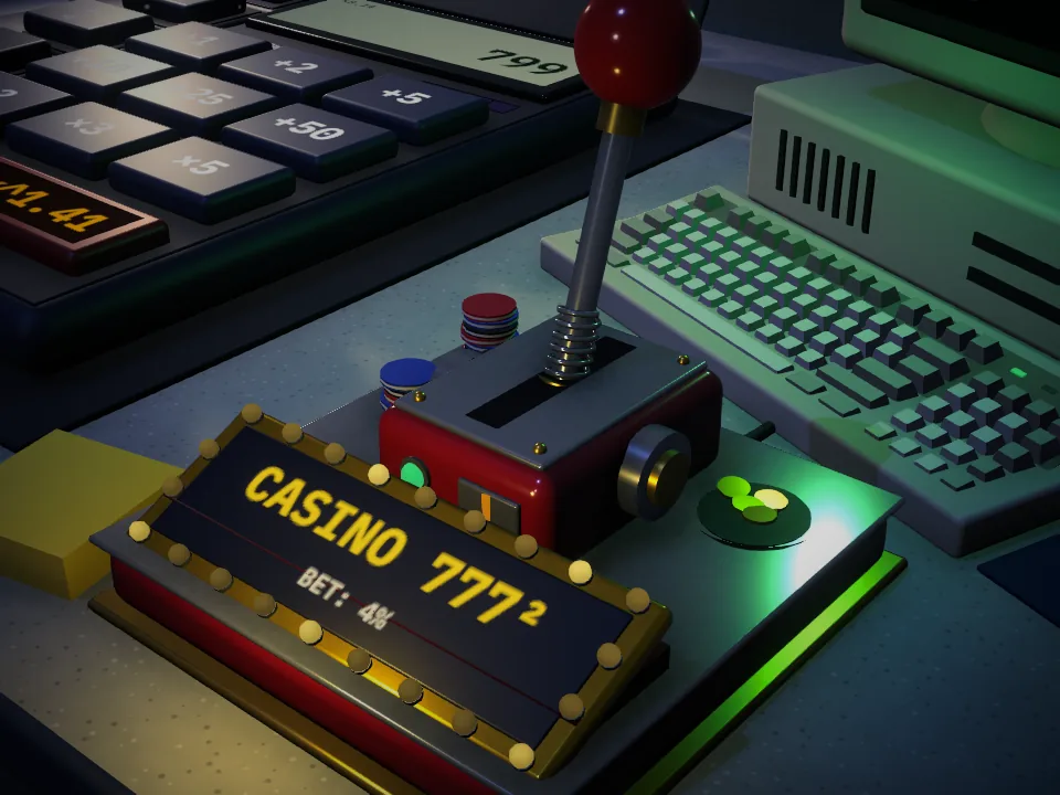 La palanca del CASINO 777² de noche, con las bombillas de la marquesina encendidas