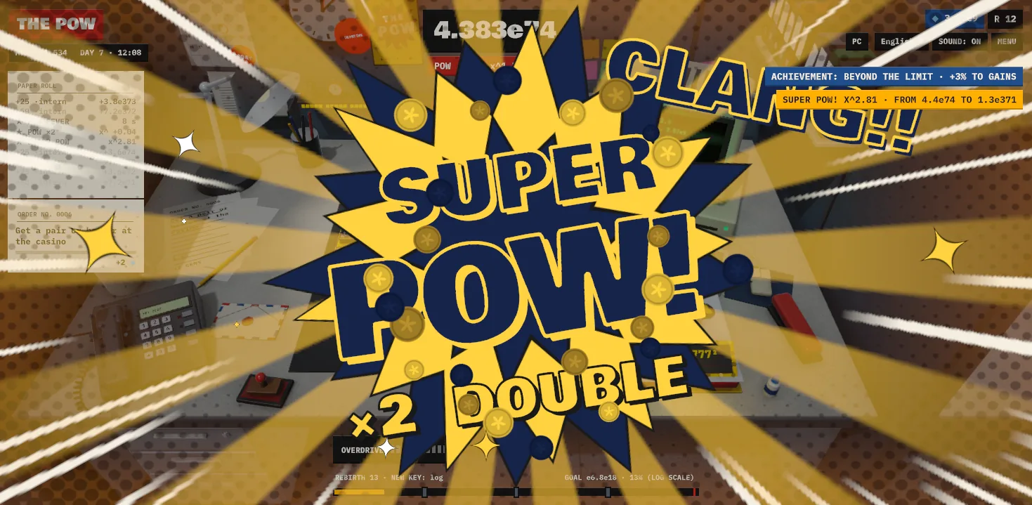 SUPER POW con el switch Navy: estrella marino y amarilla con monedas y ×2 DOUBLE