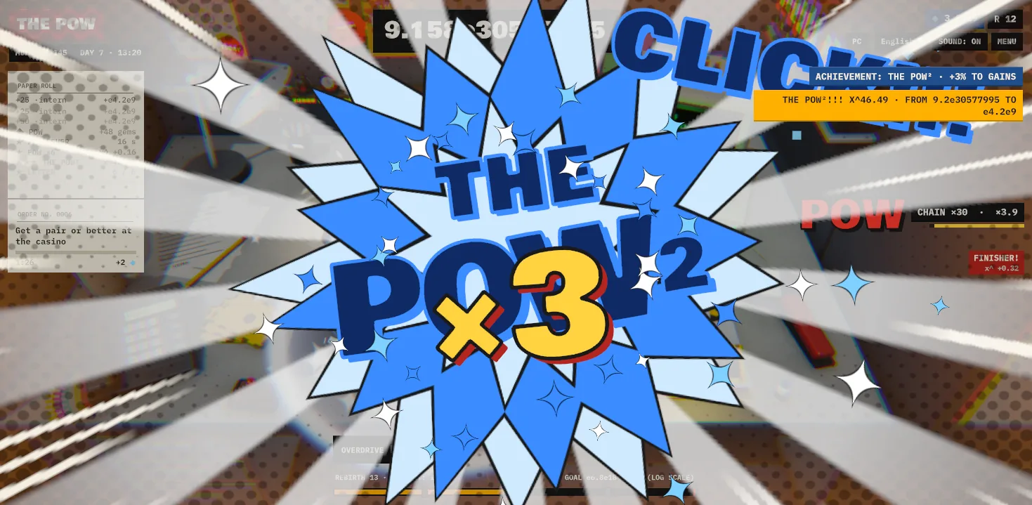 THE POW² con el switch Clicky: estrella azul con los colores al revés y ×3