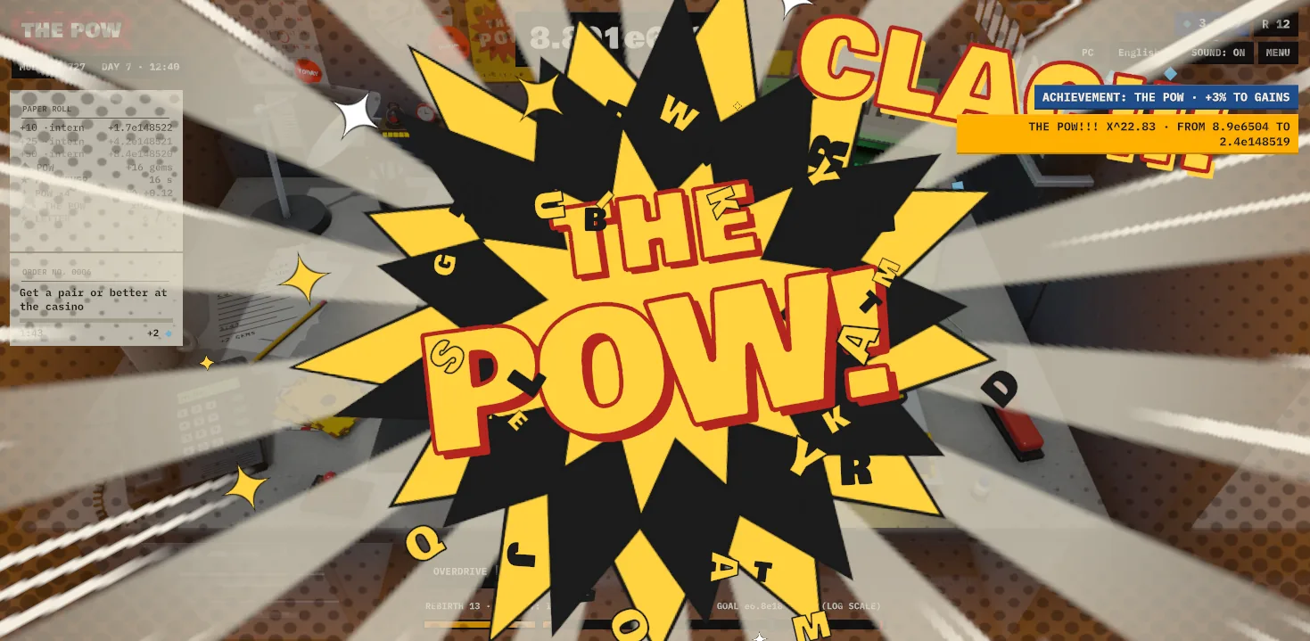 THE POW con el switch Typewriter: estrella negra y amarilla rodeada de letras